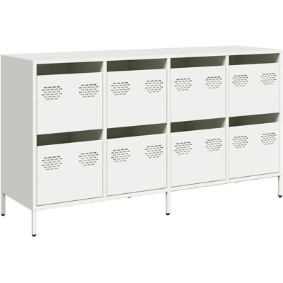 Buffet en acier blanc vidaXL - 8 tiroirs - Fixation murale - Rangement moderne Buffet en acier blanc vidaXL - 8 tiroirs - Fixation murale - Rangement moderne