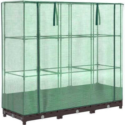 vidaXL Hochbeet mit Gewächshausabdeckung - Hochbeet mit Gewächshaus - Gartengehölz - Rattan Optik vidaXL Hochbeet mit Gewächshausabdeckung - Hochbeet mit Gewächshaus - Gartengehölz - Rattan Optik