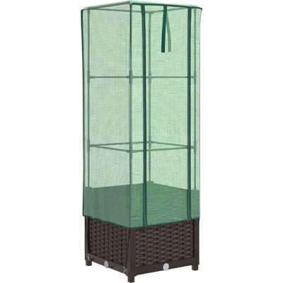 vidaXL Hochbeet mit Gewächshaus-Aufsatz - Rattan-Optik vidaXL Hochbeet mit Gewächshaus-Aufsatz - Rattan-Optik