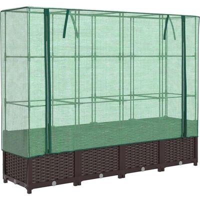 vidaXL Hochbeet mit Gewächshausüberdachung - Gartenpflanzer Rattan Look vidaXL Hochbeet mit Gewächshausüberdachung - Gartenpflanzer Rattan Look