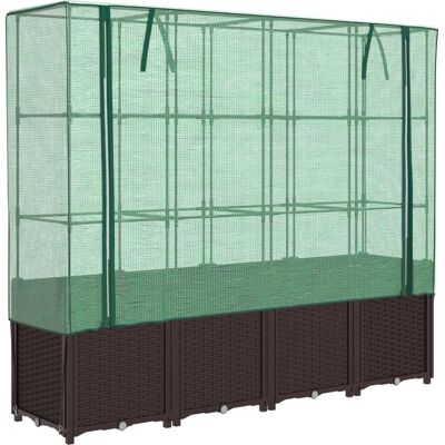 vidaXL Hochbeet mit Gewächshausabdeckung - Gartenpflanzer Rattan vidaXL Hochbeet mit Gewächshausabdeckung - Gartenpflanzer Rattan