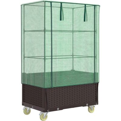 vidaXL Hochbeet mit Abdeckung und Rollen - Braun vidaXL Hochbeet mit Abdeckung und Rollen - Braun