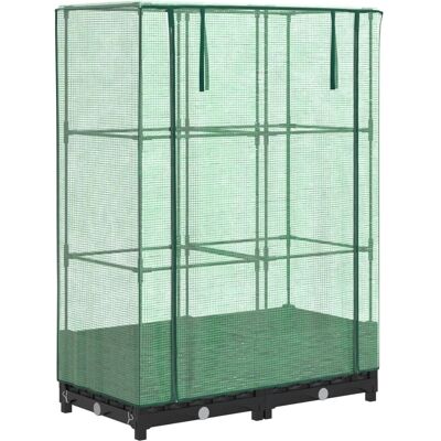 vidaXL Hochbeet mit Gewächshaus-Aufsatz - Rattan-Optik vidaXL Hochbeet mit Gewächshaus-Aufsatz - Rattan-Optik