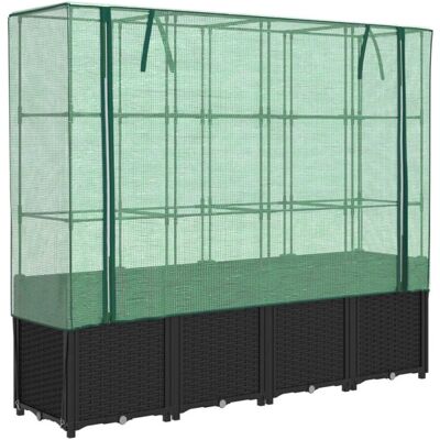 vidaXL Hochbeet mit Gewächshausabdeckung - Gartenpflanzkasten Rattan vidaXL Hochbeet mit Gewächshausabdeckung - Gartenpflanzkasten Rattan
