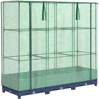vidaXL Hochbeet mit Gewächshaus-Aufsatz - Rattan-Optik - 120x40x123 cm vidaXL Hochbeet mit Gewächshaus-Aufsatz - Rattan-Optik - 120x40x123 cm