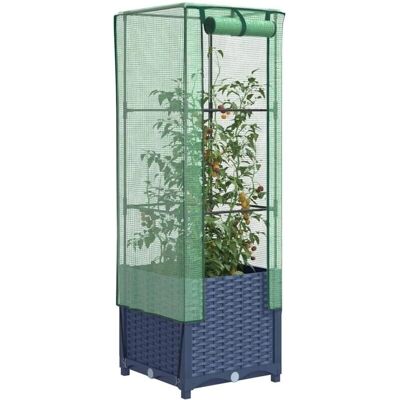 vidaXL Hochbeet mit Gewächshaus-Aufsatz Rattan-Optik - Raised Bed with Greenhouse Cover vidaXL Hochbeet mit Gewächshaus-Aufsatz Rattan-Optik - Raised Bed with Greenhouse Cover