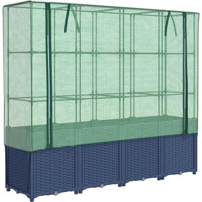 vidaXL Hochbeet mit Gewächshausüberzug Pflanzenbox Gartenpflanzkübel Rattan-Optik vidaXL Hochbeet mit Gewächshausüberzug Pflanzenbox Gartenpflanzkübel Rattan-Optik