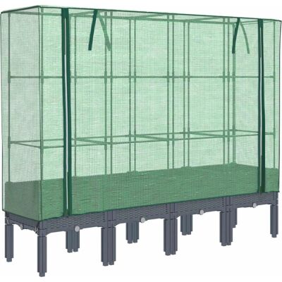 vidaXL Hochbeet mit Gewächshausabdeckung Rattanoptik 160x40x140 cm - Hochbeet mit Gewächshaus vidaXL Hochbeet mit Gewächshausabdeckung Rattanoptik 160x40x140 cm - Hochbeet mit Gewächshaus
