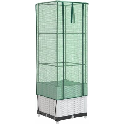 vidaXL Hochbeet mit Gewächshaus-Aufsatz - Rattan-Optik vidaXL Hochbeet mit Gewächshaus-Aufsatz - Rattan-Optik