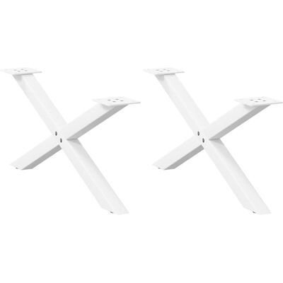 vidaXL Salontafelpoten X-Vorm 2 stuks Wit 70x(30-31) cm Staal - Poten voor salontafel vidaXL Salontafelpoten X-Vorm 2 stuks Wit 70x(30-31) cm Staal - Poten voor salontafel