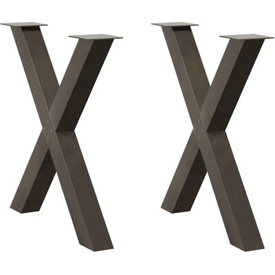 vidaXL X-Form Tischbeine 2 Stk. Stahl Braun - Tischbeine vidaXL X-Form Tischbeine 2 Stk. Stahl Braun - Tischbeine