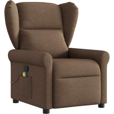 Chaise d'accent VidaXL - Reclinable, Massage, Tissu Marron - Publicité Chaise d'accent VidaXL - Reclinable, Massage, Tissu Marron - Publicité
