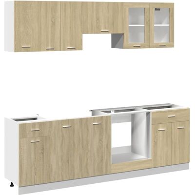 vidaXL Küchenunterschrank-Set 8-teilig Sonoma Eichenholz - Küchenmöbel vidaXL Küchenunterschrank-Set 8-teilig Sonoma Eichenholz - Küchenmöbel