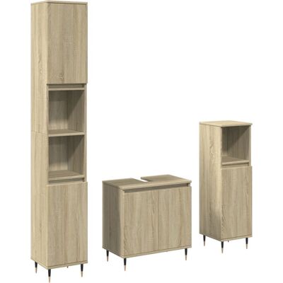vidaXL Badeværelsesmøbel-Set 3 dele Sonoma Eg - Badeværelsesmøbel-Set vidaXL Badeværelsesmøbel-Set 3 dele Sonoma Eg - Badeværelsesmøbel-Set