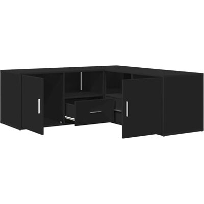 vidaXL Mueble d'angle en bois stratifié noir 200x40x45cm - Publicité vidaXL Mueble d'angle en bois stratifié noir 200x40x45cm - Publicité