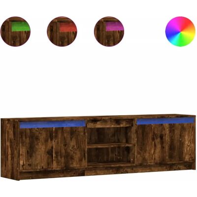 vidaXL 180x34x50cm Rauch Eichen TV Schrank mit LED - TV Möbel vidaXL 180x34x50cm Rauch Eichen TV Schrank mit LED - TV Möbel