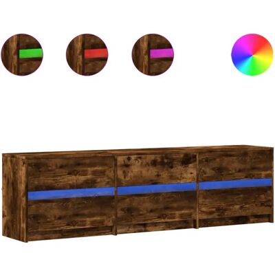 vidaXL Rauch Eiche TV-Schrank mit LED - TV-Möbel vidaXL Rauch Eiche TV-Schrank mit LED - TV-Möbel