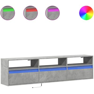vidaXL TV-Wandschrank mit LED - Beton-Grau - TV-Möbel vidaXL TV-Wandschrank mit LED - Beton-Grau - TV-Möbel