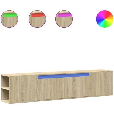 vidaXL eikenhouten wand-tv-kast met LED-verlichting - entertainment centrum vidaXL eikenhouten wand-tv-kast met LED-verlichting - entertainment centrum