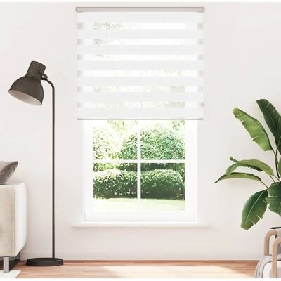 vidaXL Zebrarollo Weiß - Polyester, Modernes Muster, 125x230 cm vidaXL Zebrarollo Weiß - Polyester, Modernes Muster, 125x230 cm