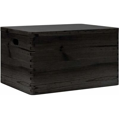 Boîte en bois vidaXL avec couvercle et poignées Noire 40x30x23 cm Pin massif - Boîte de rangement - Publicité Boîte en bois vidaXL avec couvercle et poignées Noire 40x30x23 cm Pin massif - Boîte de rangement - Publicité