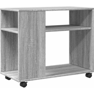 vidaXL Sonoma Grauer Beistelltisch mit Rollen - Beistelltisch vidaXL Sonoma Grauer Beistelltisch mit Rollen - Beistelltisch