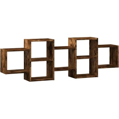 vidaXL Wandregal Gerauchtes Eichenholz 129x18x42 cm vidaXL Wandregal Gerauchtes Eichenholz 129x18x42 cm