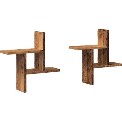 vidaXL Wandregale - 2 Stück - 38x12x38 cm - Altes Holz vidaXL Wandregale - 2 Stück - 38x12x38 cm - Altes Holz