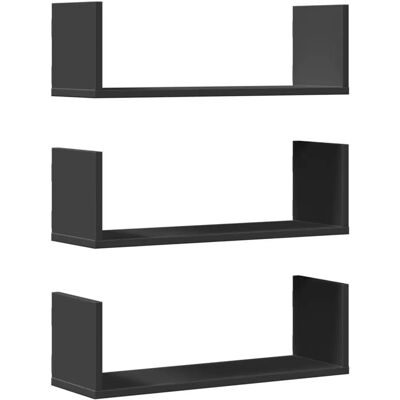 vidaXL Wandboards 3 Stück Schwarz 58x18x18 cm Sperrholz - Wandregale vidaXL Wandboards 3 Stück Schwarz 58x18x18 cm Sperrholz - Wandregale