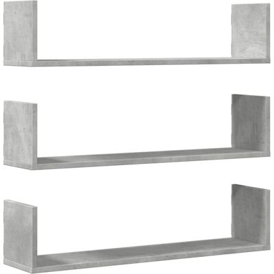 vidaXL Wandplanken 3 stuks Beton Grijs 80x18x18 cm - Wandplanken vidaXL Wandplanken 3 stuks Beton Grijs 80x18x18 cm - Wandplanken