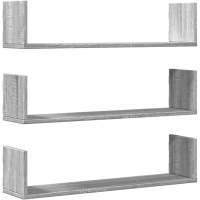 vidaXL Wandregale Grau Sonoma - 3 Stück Wandregal - 80x18x18 cm vidaXL Wandregale Grau Sonoma - 3 Stück Wandregal - 80x18x18 cm
