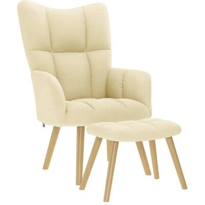 VidaXL Akzentstuhl - Cremafarbener Relaxsessel mit Hocker VidaXL Akzentstuhl - Cremafarbener Relaxsessel mit Hocker