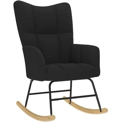 vidaXL Schommelstoel Zwart Stof - Rocking Chair vidaXL Schommelstoel Zwart Stof - Rocking Chair