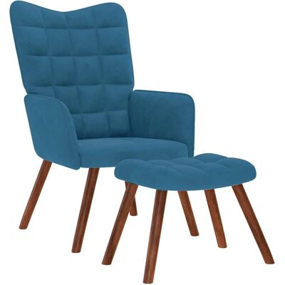 VidaXL Akzentstuhl - Blau, Samt, 61,5x69x95,5 cm - Accent Chair VidaXL Akzentstuhl - Blau, Samt, 61,5x69x95,5 cm - Accent Chair