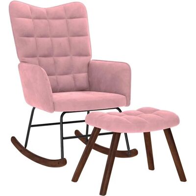 VidaXL Schaukelstuhl - Bequemer Samt Rosa - Relaxsessel VidaXL Schaukelstuhl - Bequemer Samt Rosa - Relaxsessel