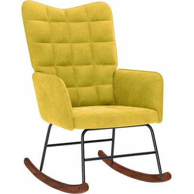 vidaXL Schaukelstuhl - Gelber Samt - Bequem & Stabil - Rocking Chair vidaXL Schaukelstuhl - Gelber Samt - Bequem & Stabil - Rocking Chair
