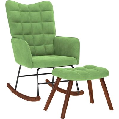 vidaXL Hellgrüner Samt-Schaukelstuhl mit Hocker vidaXL Hellgrüner Samt-Schaukelstuhl mit Hocker