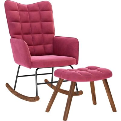 VIDAXL Fauteuil met Voetbank - Fluwelen Bordeauxrood - Loungemeubilair VIDAXL Fauteuil met Voetbank - Fluwelen Bordeauxrood - Loungemeubilair