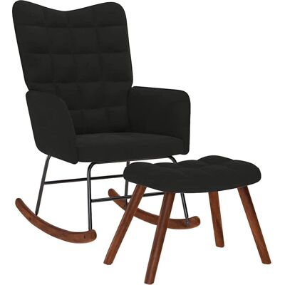 vidaXL Zwarte fluwelen fauteuil met voetenbank - Armchair vidaXL Zwarte fluwelen fauteuil met voetenbank - Armchair