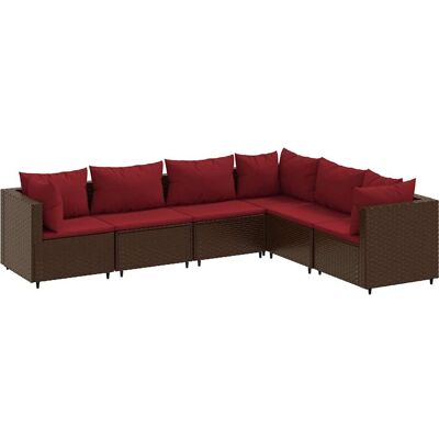 VidaXL Gartenmöbel-Set - Braun und Rot - Lounge-Set 7-tlg. VidaXL Gartenmöbel-Set - Braun und Rot - Lounge-Set 7-tlg.