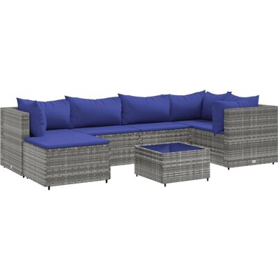 vidaXL Gartenmöbelset - Grau und Blau - Lounge-Set vidaXL Gartenmöbelset - Grau und Blau - Lounge-Set
