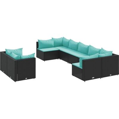 vidaXL Gartensofagarnitur - 9-tlg, Synthetisches Rattan, Schwarz vidaXL Gartensofagarnitur - 9-tlg, Synthetisches Rattan, Schwarz