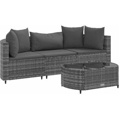 VidaXL Gartenmöbelset - Schwarz - 4-teiliges Sofa-Set VidaXL Gartenmöbelset - Schwarz - 4-teiliges Sofa-Set
