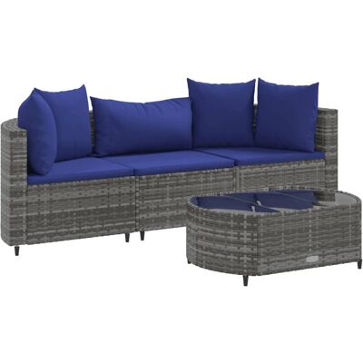 VidaXL Gartenmöbel-Set - Grau, 4-tlg. modulare Sofagarnitur mit Kissen VidaXL Gartenmöbel-Set - Grau, 4-tlg. modulare Sofagarnitur mit Kissen