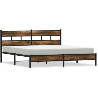 vidaXL Bett, Räuchereiche 200x200 cm - Metallbett vidaXL Bett, Räuchereiche 200x200 cm - Metallbett