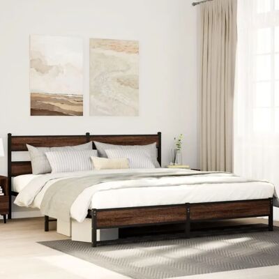 vidaXL Metallivuodekehys - Tumman tammi - Vakaa 193x203cm vidaXL Metallivuodekehys - Tumman tammi - Vakaa 193x203cm