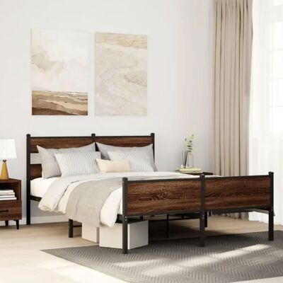 vidaXL Metaalbed met Eikenlook 160x200 cm - Bedtype vidaXL Metaalbed met Eikenlook 160x200 cm - Bedtype