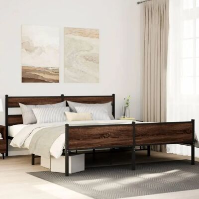 vidaXL Metal Bed Frame with Headboard & High Footboard - Bed Frame vidaXL Metal Bed Frame with Headboard & High Footboard - Bed Frame