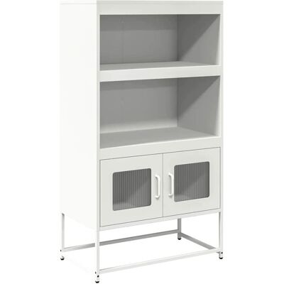 Aparador de acero blanco vidaXL - Muebles de almacenamiento para salón Aparador de acero blanco vidaXL - Muebles de almacenamiento para salón