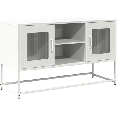 vidaXL Wit Stalen TV-Kast - 100,5x39x60,5 cm - TV-Stand vidaXL Wit Stalen TV-Kast - 100,5x39x60,5 cm - TV-Stand